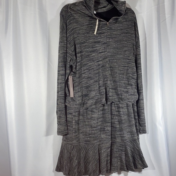 ANTHROPOLOGIE GRETA MOCK NECK MIDI DRESS GREY - Picture 5 of 10